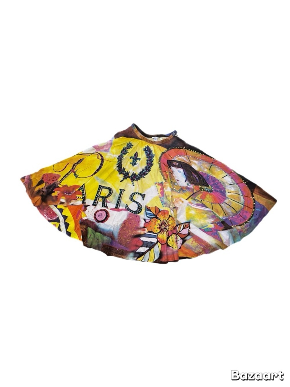 Lapis Sequin Paris Colorful Graphic Flared Skirt. Size L